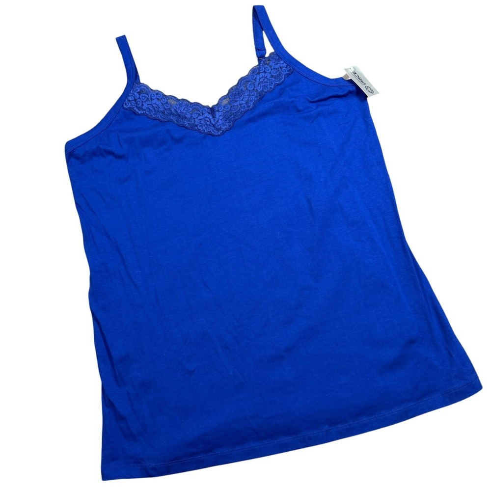 Catherines Suprema Camisole Womens 0X Blue Lace Trim Layering Tank Top NWT
